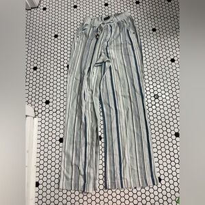 NWT Soundstyle Striped Blue and White linen blend Pants size XL